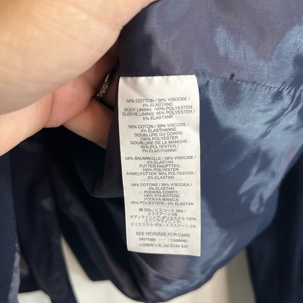 J.Crew Womens Navy Blue Blazer Size 4 Tailored Two-Button Jacket Business Casual - Picture 4 of 5